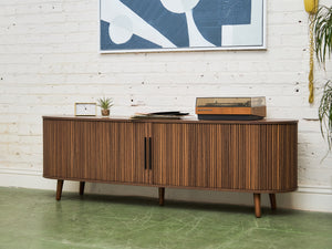 Tambour Door Credenza With Drawers In The Middle