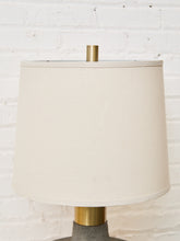 Load image into Gallery viewer, Textured Ceramic Lamp with Brass Detail &amp; Linen Shade
