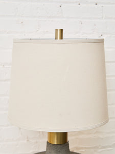 Textured Ceramic Lamp with Brass Detail & Linen Shade