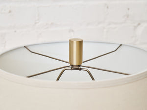 Textured Ceramic Lamp with Brass Detail & Linen Shade