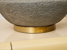 Load image into Gallery viewer, Textured Ceramic Lamp with Brass Detail &amp; Linen Shade
