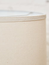 Load image into Gallery viewer, Textured Ceramic Lamp with Brass Detail &amp; Linen Shade
