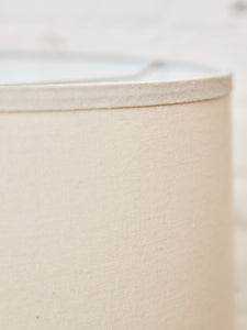 Textured Ceramic Lamp with Brass Detail & Linen Shade