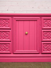 Load image into Gallery viewer, Fuschia Vintage Ornate 70’s Dresser
