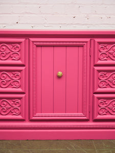 Fuschia Vintage Ornate 70’s Dresser