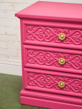 Load image into Gallery viewer, Fuschia Vintage Ornate 70’s Dresser
