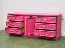 Load image into Gallery viewer, Fuschia Vintage Ornate 70’s Dresser
