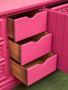 Fuschia Vintage Ornate 70’s Dresser