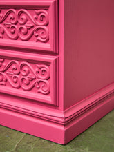 Load image into Gallery viewer, Fuschia Vintage Ornate 70’s Dresser
