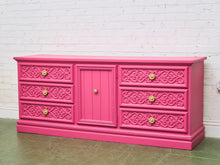 Load image into Gallery viewer, Fuschia Vintage Ornate 70’s Dresser
