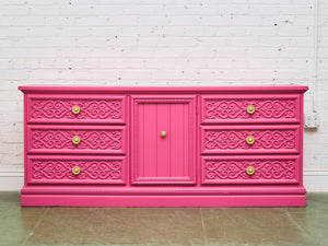 Fuschia Vintage Ornate 70’s Dresser