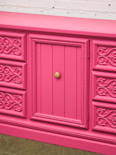 Load image into Gallery viewer, Fuschia Vintage Ornate 70’s Dresser

