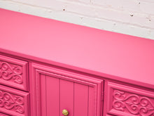 Load image into Gallery viewer, Fuschia Vintage Ornate 70’s Dresser
