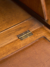 Load image into Gallery viewer, Circa 1910 English Art Nouveau Style Oak Side by Side Cannon Ball Feet Drop Front Secretary
