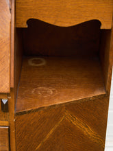 Load image into Gallery viewer, Circa 1910 English Art Nouveau Style Oak Side by Side Cannon Ball Feet Drop Front Secretary
