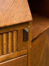 Load image into Gallery viewer, Circa 1910 English Art Nouveau Style Oak Side by Side Cannon Ball Feet Drop Front Secretary
