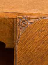 Load image into Gallery viewer, Circa 1910 English Art Nouveau Style Oak Side by Side Cannon Ball Feet Drop Front Secretary
