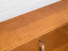 Load image into Gallery viewer, Circa 1910 English Art Nouveau Style Oak Side by Side Cannon Ball Feet Drop Front Secretary
