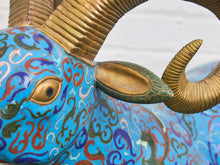 Load image into Gallery viewer, Large Vintage Chinese Brass Enamel Ram Cloisonne Figure
