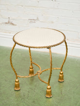 Load image into Gallery viewer, Italian Gold Gilt Iron Rope Tassel Knotted Round Stool Ottoman Bench
