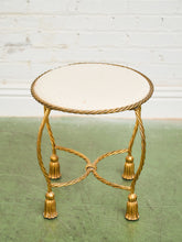 Load image into Gallery viewer, Italian Gold Gilt Iron Rope Tassel Knotted Round Stool Ottoman Bench
