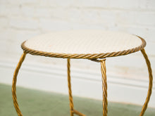 Load image into Gallery viewer, Italian Gold Gilt Iron Rope Tassel Knotted Round Stool Ottoman Bench
