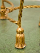 Load image into Gallery viewer, Italian Gold Gilt Iron Rope Tassel Knotted Round Stool Ottoman Bench
