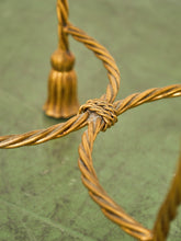 Load image into Gallery viewer, Italian Gold Gilt Iron Rope Tassel Knotted Round Stool Ottoman Bench
