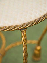 Load image into Gallery viewer, Italian Gold Gilt Iron Rope Tassel Knotted Round Stool Ottoman Bench
