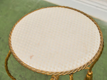 Load image into Gallery viewer, Italian Gold Gilt Iron Rope Tassel Knotted Round Stool Ottoman Bench
