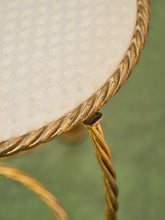 Load image into Gallery viewer, Italian Gold Gilt Iron Rope Tassel Knotted Round Stool Ottoman Bench
