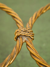 Load image into Gallery viewer, Italian Gold Gilt Iron Rope Tassel Knotted Round Stool Ottoman Bench
