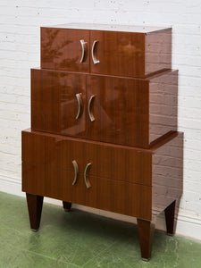 Nicole Miller Italian High-Gloss Stacked Lacquer Cabinet