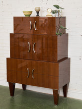 Load image into Gallery viewer, Nicole Miller Italian High-Gloss Stacked Lacquer Cabinet
