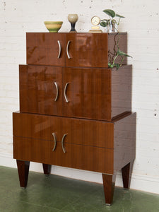 Nicole Miller Italian High-Gloss Stacked Lacquer Cabinet