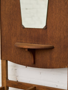 Art Nuevau Tiger Oak Hall Tree with Umbrella Stand