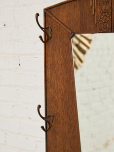 Art Nuevau Tiger Oak Hall Tree with Umbrella Stand
