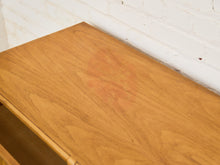 Load image into Gallery viewer, Drexel Campaign Mid Century Pecan and Brass 9 Drawer Long Dresser
