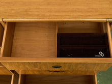 Load image into Gallery viewer, Drexel Campaign Mid Century Pecan and Brass 9 Drawer Long Dresser
