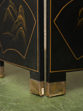 Load image into Gallery viewer, Black Lacquered Wood Gilt Paint and Enamel Antique Chinese Screen
