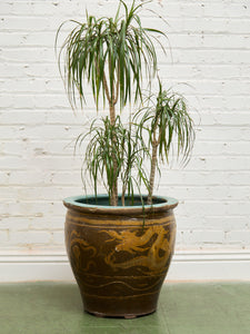 Vintage 1960s X Large Tony Duquette Style Asian Brown Dragon Egg Pot