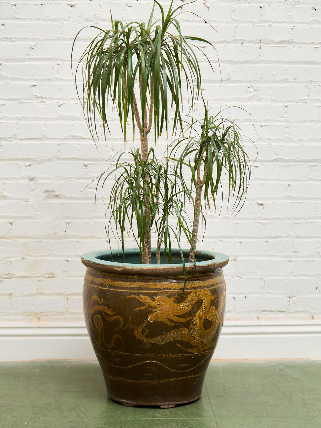 Vintage 1960s X Large Tony Duquette Style Asian Brown Dragon Egg Pot