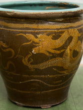 Load image into Gallery viewer, Vintage 1960s X Large Tony Duquette Style Asian Brown Dragon Egg Pot
