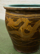 Load image into Gallery viewer, Vintage 1960s X Large Tony Duquette Style Asian Brown Dragon Egg Pot
