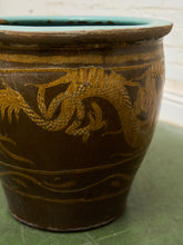 Load image into Gallery viewer, Vintage 1960s X Large Tony Duquette Style Asian Brown Dragon Egg Pot
