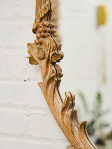 Vintage Ornate Oval Mirror in Distressed Ivory Resin