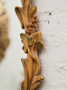 Vintage Ornate Oval Mirror in Distressed Ivory Resin