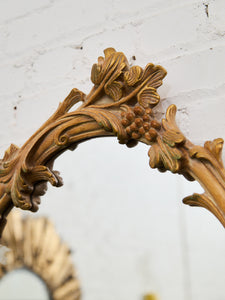 Vintage Ornate Oval Mirror in Distressed Ivory Resin