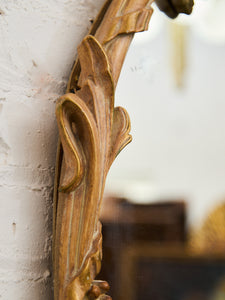 Vintage Ornate Oval Mirror in Distressed Ivory Resin
