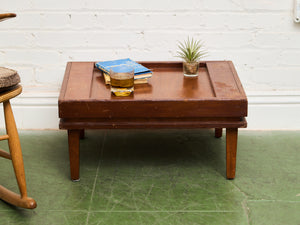 Mid-Century Modern Wood Side Table with Recessed Tray Top